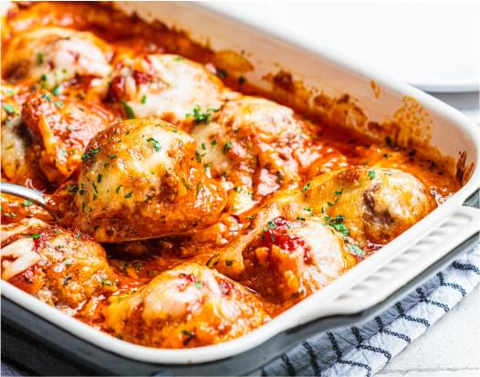 Cheesy Meatball Casserole.
